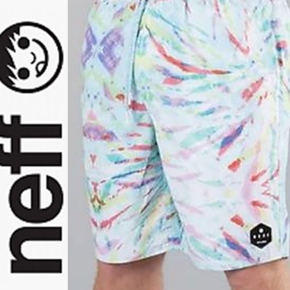 NWT Neff Tie Dye Splatter Swim Trunks